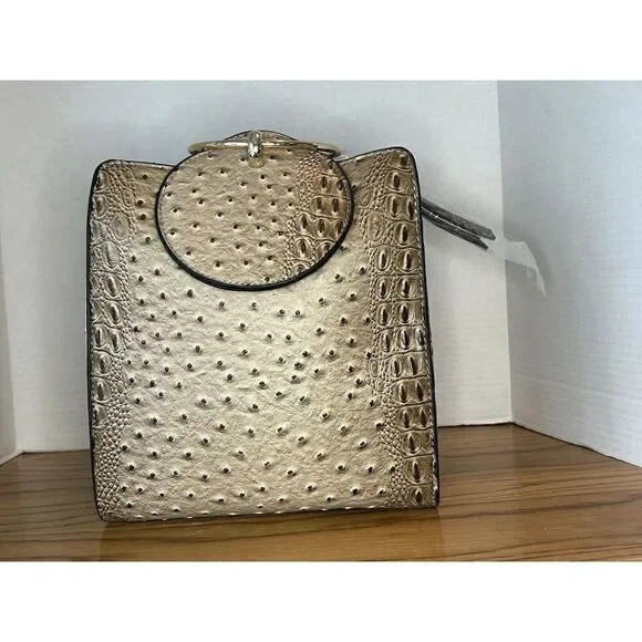 VERSONA Women’s Nude Faux Leather Faux Crocodile Textured Purse Handbag Tote Bag - Picture 3 of 9